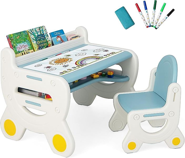 KOMFOTTEU Kindersitzgruppe, mit Whiteboard, Bücherregal & günstig online kaufen