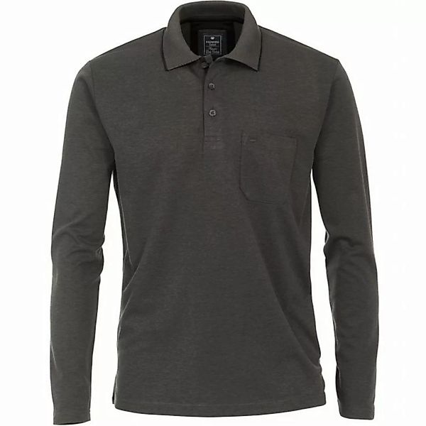 Redmond Poloshirt Große Größen Langarm-Poloshirt grau melange "Wash & Wear" günstig online kaufen