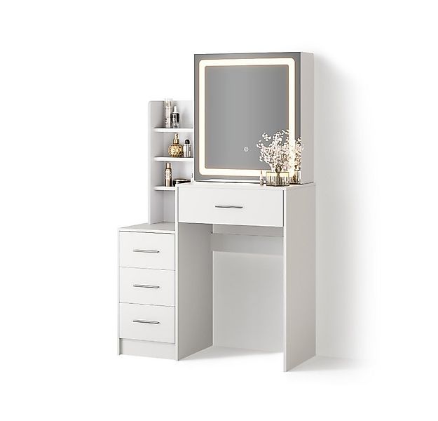 Livinity® Schminktisch Monza, Weiß, 80 cm mit LED-Spiegel (1-St) günstig online kaufen