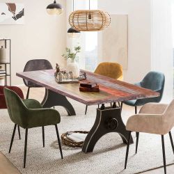 Tisch Esszimmer Esszimmer Tisch aus Metall und Recyclingholz günstig online kaufen