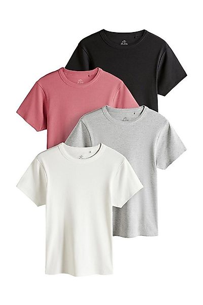 The Set T-Shirt The Set gerippte Kurzarm-T-Shirts, 4er-Pack (4-tlg) günstig online kaufen