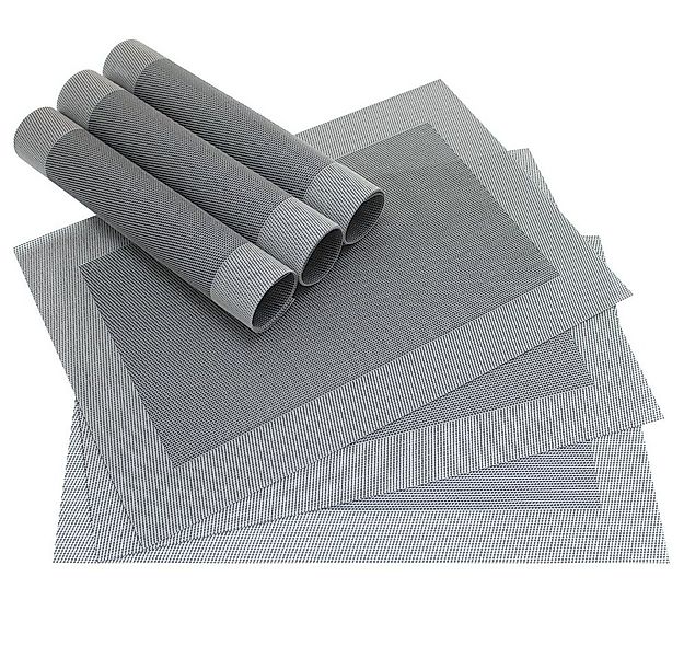 matches21 HOME & HOBBY Platzset Tischset BORDA 6er silber schwarz Tischunte günstig online kaufen