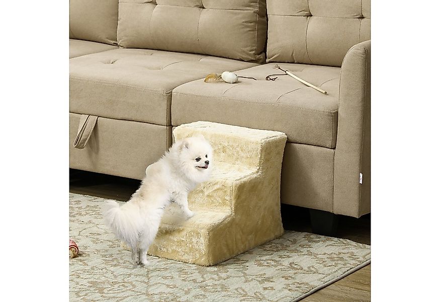 PawHut Haustiertreppe 3-stufige Hunderampe mit abnehmbarer Bezug (Katzentre günstig online kaufen