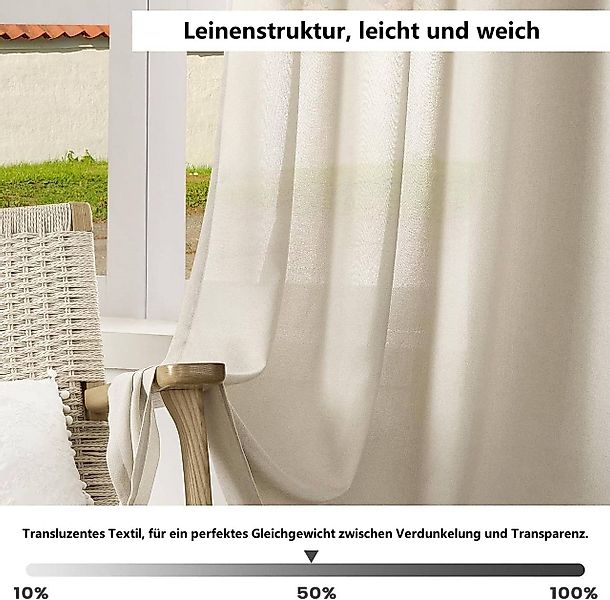 Woltu Gardine, Ösen (2 St), halbtransparent, günstig online kaufen