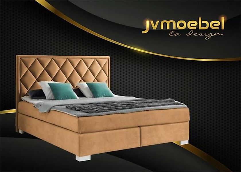 JVmoebel Bett, Luxus Boxspring Bett Stoff Hotel Beige Betten Schlafzimmer M günstig online kaufen