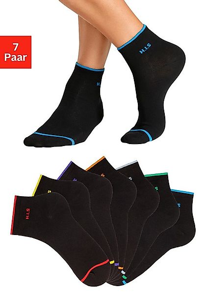H.I.S Kurzsocken (Packung, 7-Paar) mit farbigen Bündchen günstig online kaufen