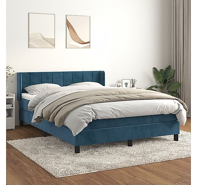 vidaXL Boxspringbett Boxspringbett mit Matratze Dunkelblau 140x200 cm Samt günstig online kaufen