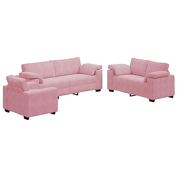 vidaXL 3-Tlg Sofagarnitur mit Kissen Rosa Samt 3324670 günstig online kaufen