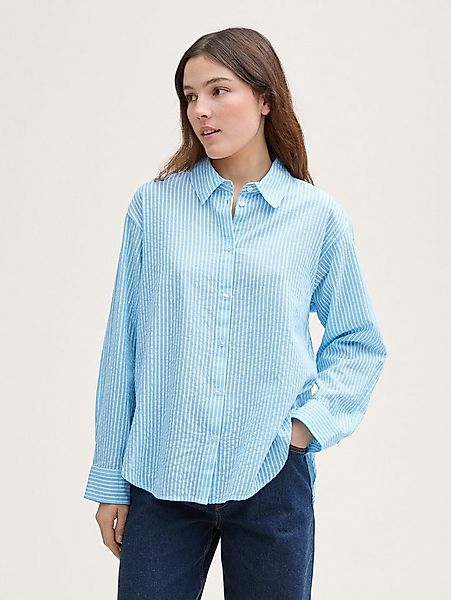 TOM TAILOR Denim Langarmbluse Blusen & Shirts Loose Fit Seersucker Hemdblus günstig online kaufen