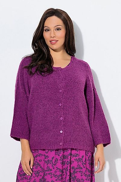Ulla Popken Strickjacke Strickjacke Oversized Rundhalsausschnitt 3/4-Arm günstig online kaufen