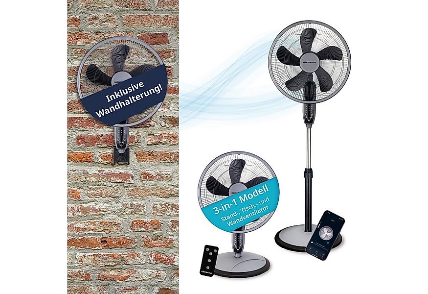 Könighaus Standventilator Könighaus 3-in-1 Stand- Tisch & Wandventilator, S günstig online kaufen