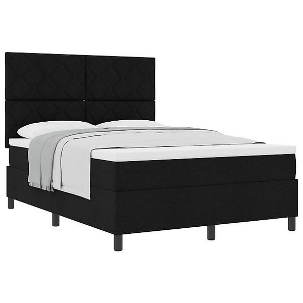 vidaXL Bett Boxspringbett mit Matratze Schwarz 140x200 cm Stoff (1-tlg) günstig online kaufen