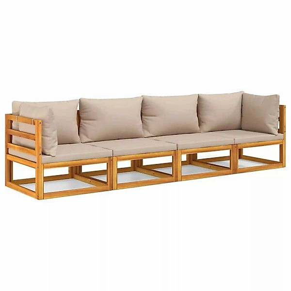 Vidaxl 4-tlg. Garten-lounge-set Mit Taupe Kissen Massivholz günstig online kaufen