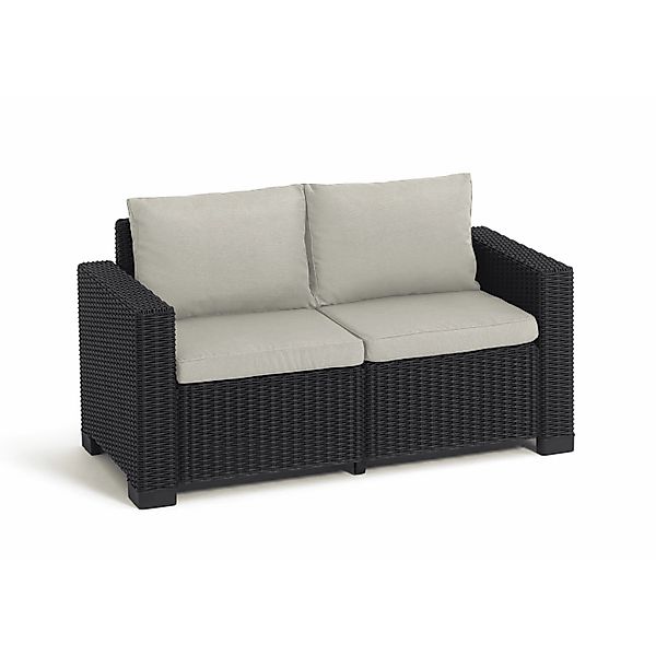 Allibert Loungesofa California anthrazit mit Kissen Sand - Rattanoptik, wet günstig online kaufen