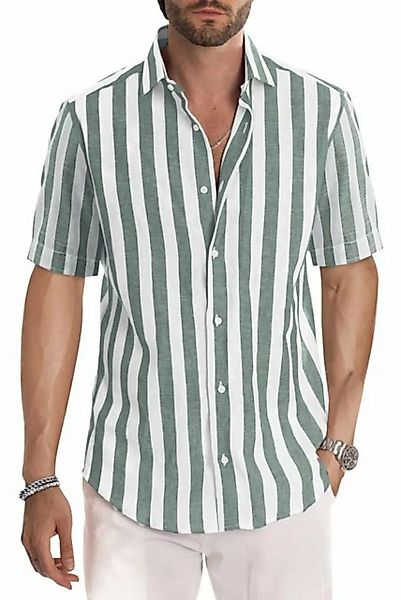ZWY Sweatshirt Stilvolles, kurzärmliges, gestreiftes Hemd mit Knöpfen für H günstig online kaufen