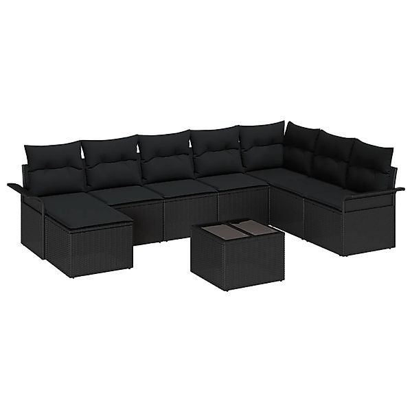 vidaXL Garten-Sofa-Set mit Kissen mit Speicher 9-Tlg Beige Poly Rattan 3354 günstig online kaufen