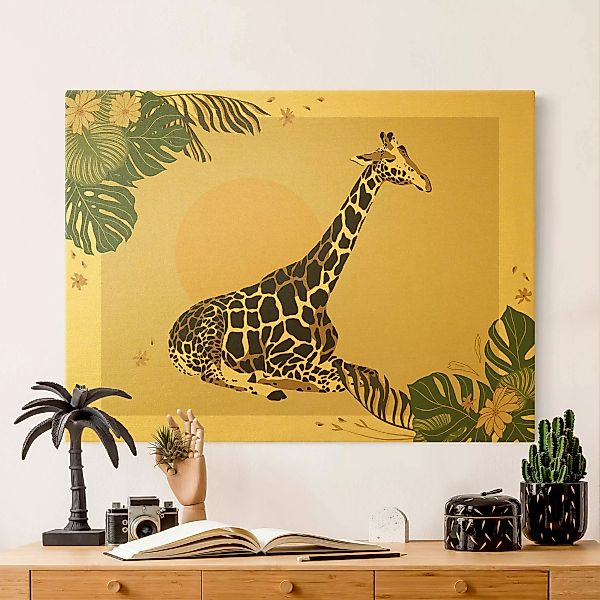 Leinwandbild Safari Tiere - Giraffe im Sonnenuntergang günstig online kaufen