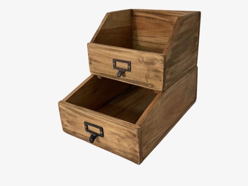 WestCraft Aufbewahrungsbox Stapelbare Holz Apotheker Schubladen günstig online kaufen