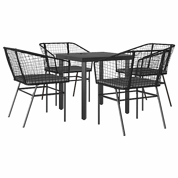 vidaXL 5-Tlg Garten-Essgruppe mit Kissen Schwarz Poly Rattan Glas 3334598 günstig online kaufen