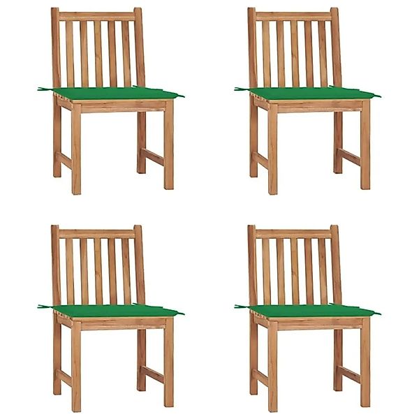 vidaXL Gartenstühle 4 Stk mit Kissen Massivholz Teak 3073093 günstig online kaufen