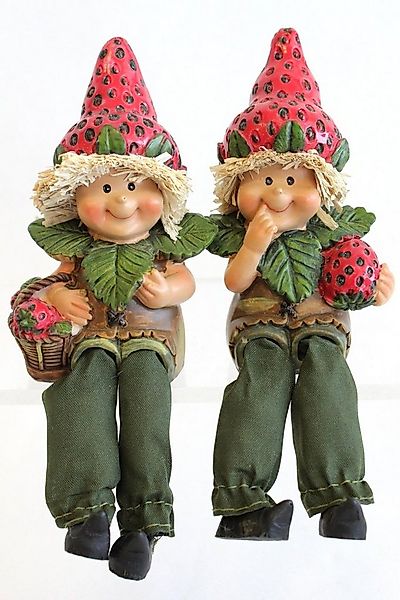 ELLUG Dekofigur 2er Set Erdbeerkinder Kantenhocker Schlenkerbeine aus Kunst günstig online kaufen
