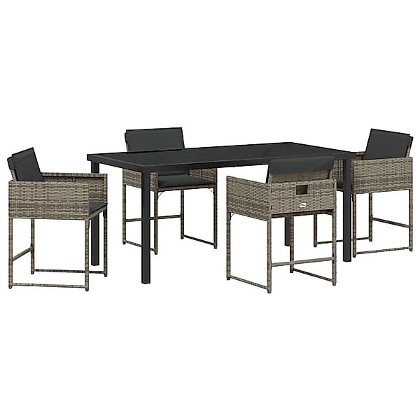 vidaXL Garten Essgruppe mit Kissen 5-Tlg Grau Poly Rattan 3380014 günstig online kaufen
