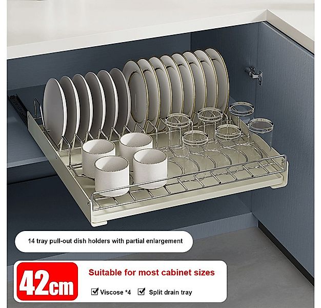 GarveeMore Küchenorganizer-Set Geschirrständer mit ausziehbarer Korbschubla günstig online kaufen