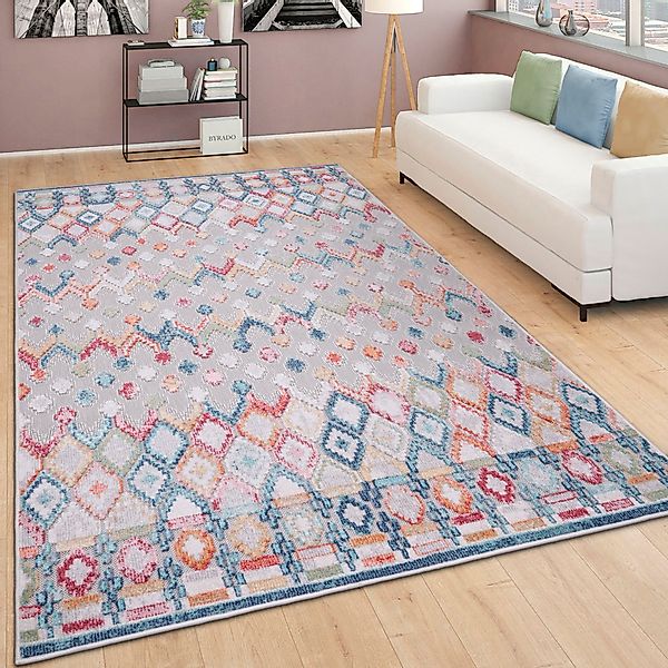 Paco Home Teppich "Fusion 764" rechteckig 10 mm Höhe Kurzflor, Rauten Muste günstig online kaufen