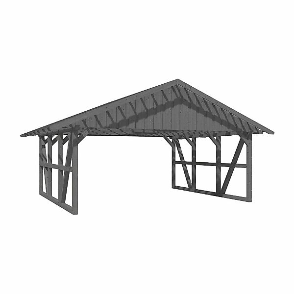 Skan Holz Carport Schwarzwald mit Dachlattung 684 x 600 cm Grau günstig online kaufen