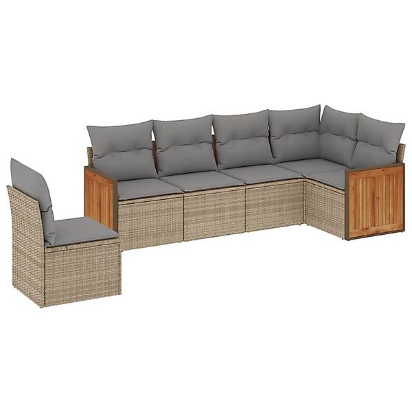 vidaXL 6-Tlg Garten-Sofagarnitur mit Kissen Beige Poly Rattan 3227697 günstig online kaufen