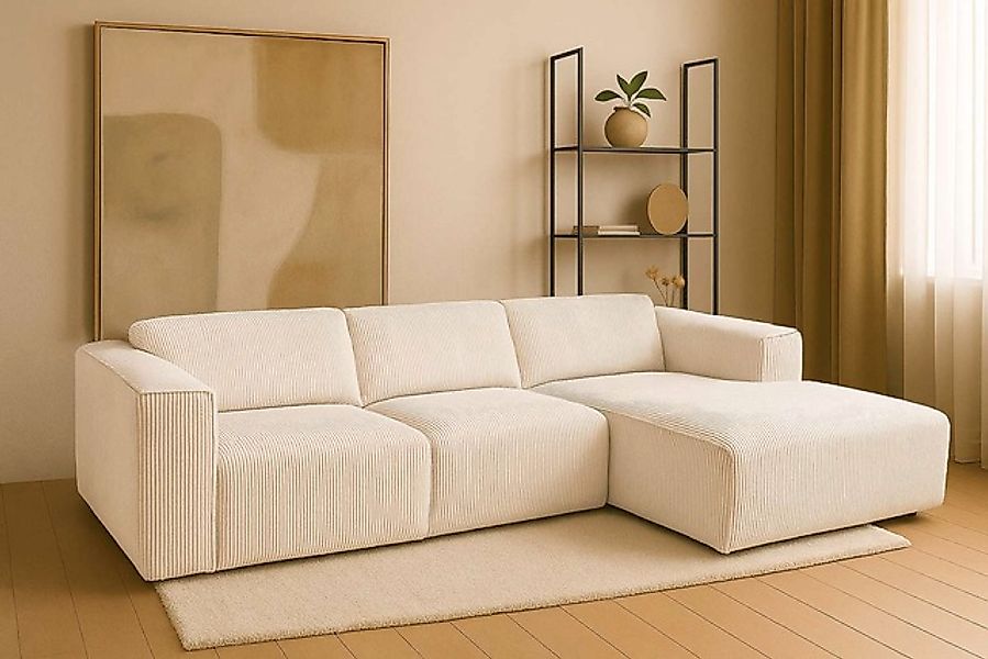 Home affaire Ecksofa »Noord mit Kedernaht, Breite 281 cm, L-Form« Cord, Str günstig online kaufen
