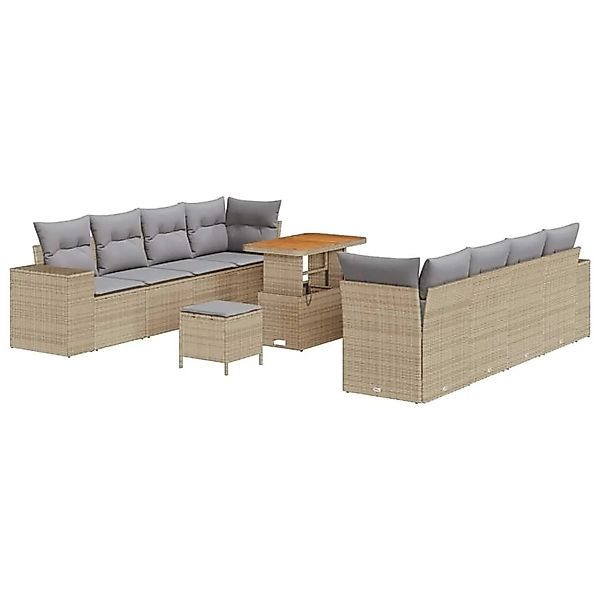 vidaXL Gartensofa-set mit Kissen 11-Tlg Beige und Hellgrau Poly-Rattan 3363 günstig online kaufen
