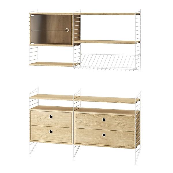 Wohnkombination Sideboard/Wandregal Weiß Eiche günstig online kaufen