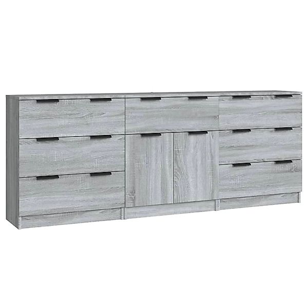 vidaXL 3-Tlg Sideboard Grau Sonoma Holzwerkstoff 3115802 günstig online kaufen