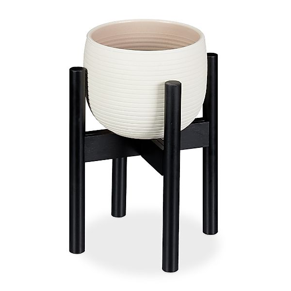 relaxdays Blumenständer Bambus verstellbar schwarz günstig online kaufen