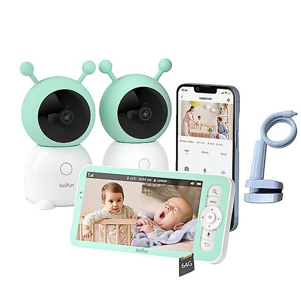 Boifun Babyphone 5 Zoll Babyphone mit 2 Kameras App Halterung mit 64G Karte günstig online kaufen