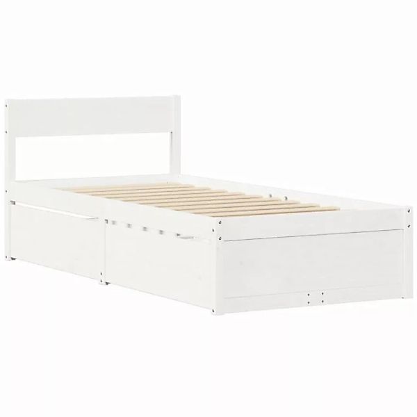 vidaXL Bett Massivholzbett mit Schubladen Weiß 100x200 cm Kiefer günstig online kaufen
