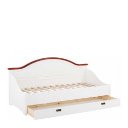 Landhaus Bettgestell in Weiß und Kirschbaumfarben Lattenrost günstig online kaufen