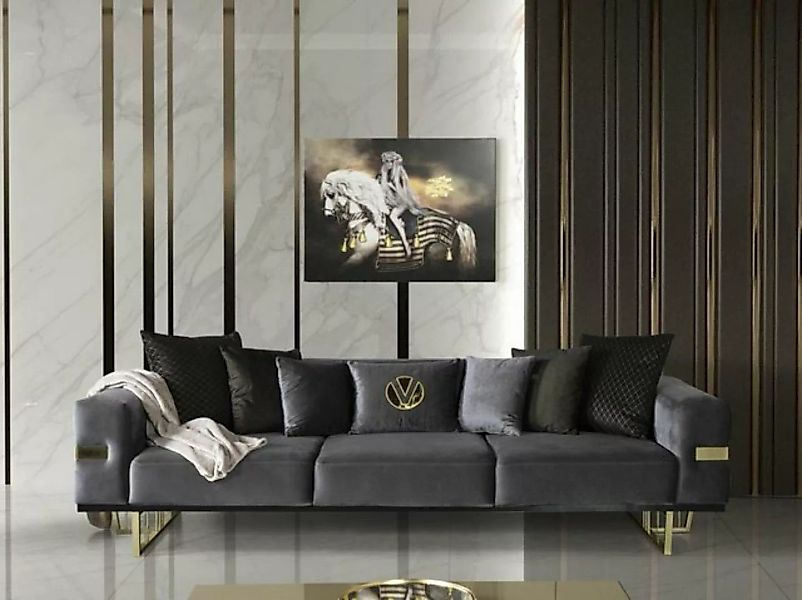 JVmoebel Sofa Sofa 4 Sitz Grau Sofas Stil Luxus Wohnzimmer modernes Design, günstig online kaufen