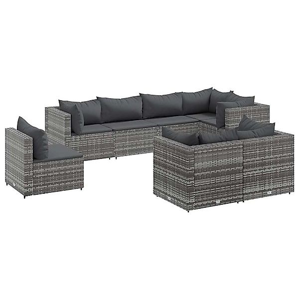 vidaXL 8-Tlg Garten-Lounge-Set mit Kissen Grau Poly Rattan 3308194 günstig online kaufen