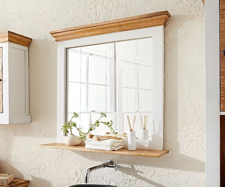Badspiegel Casa 70x80 cm Mango Weiss Natur günstig online kaufen