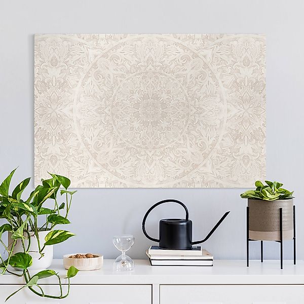 Leinwandbild Mandala Aquarell Muster Ornament beige günstig online kaufen