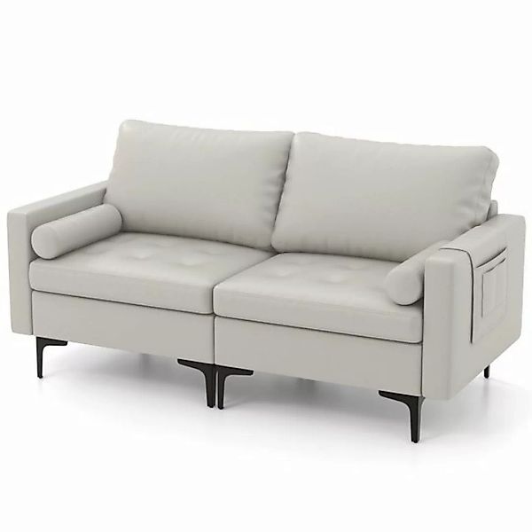 COSTWAY 2-Sitzer, Sofa, 2 tlg, gepolstert, mit Rückenkissen & Lehne,150cm günstig online kaufen