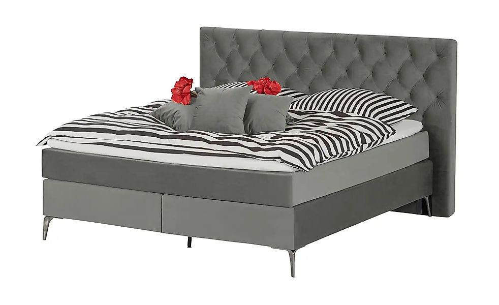 Wohnwert Boxspringbett  Laesa ¦ grau ¦ Maße (cm): B: 180 H: 122 Betten > Bo günstig online kaufen