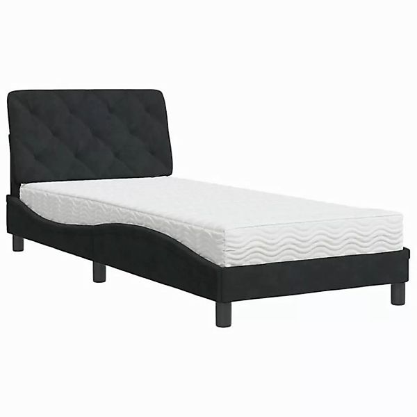 vidaXL Bettgestell, Bett mit Matratze Schwarz 90x190 cm Samt günstig online kaufen