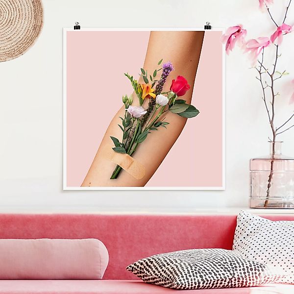 Poster - Quadrat Arm mit Blumen günstig online kaufen