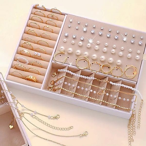 ILOKEN Schmuckset 83 tlg. Ohrringe Ketten Ringe Mehrschichtige Halskette Ko günstig online kaufen