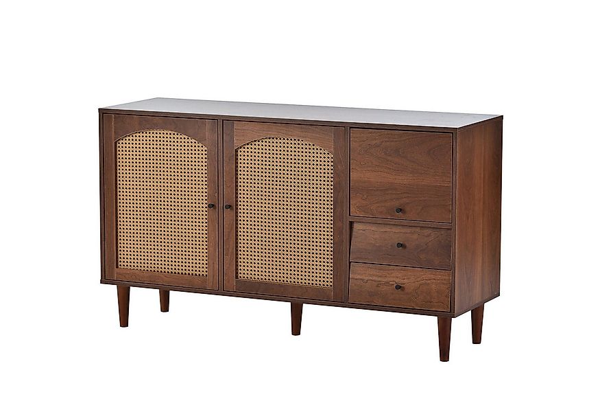 Odikalo Sideboard mit Rattan Einsatz 3Türen 2 unregelmäßigen Schubladen 130 günstig online kaufen