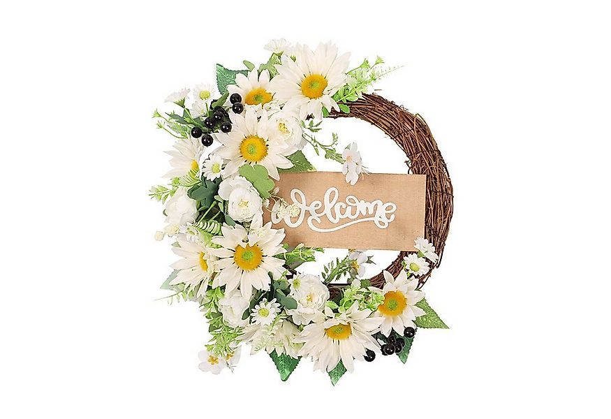 FUROKOY Dekokranz Weiße Sonnenblume Hälfte Kranz, künstliche Sonnenblume Kr günstig online kaufen