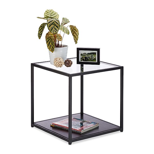relaxdays Beistelltisch Glas mit 2 Ablage günstig online kaufen